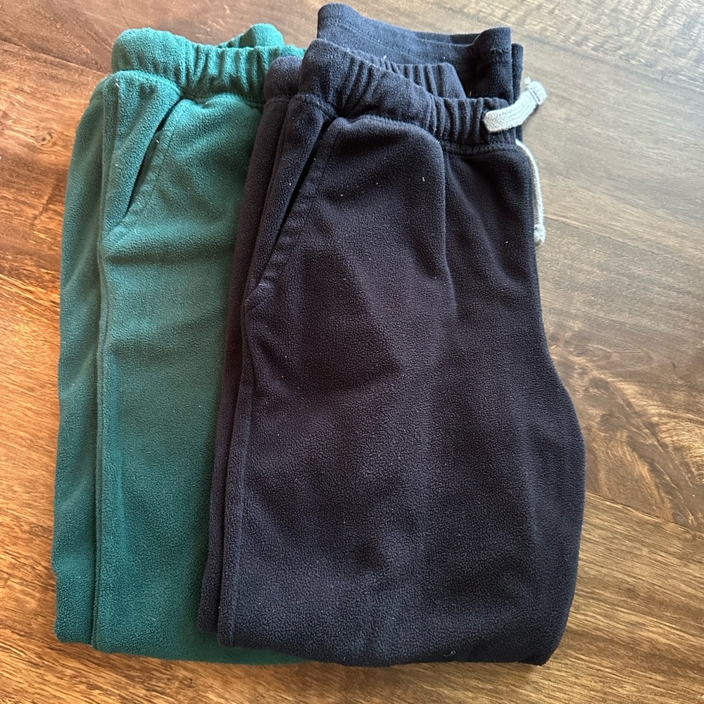 Carters Kids Boys Fleece Sweatpants X2 Elastic Waist Pockets Black Green 7/7A
